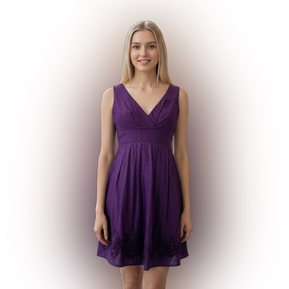 I.N. San Francisco Purple Rose Border Sundress 5